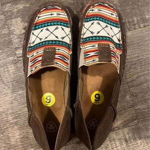 Ariat Brown and Multicolor Patterned Slip-Ons